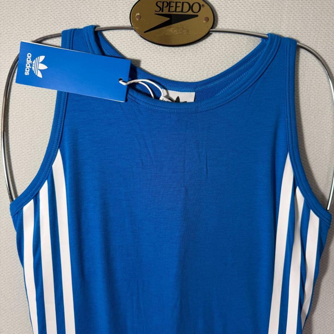 adidas ボディスーツ レオタード コットン Blue 海外L