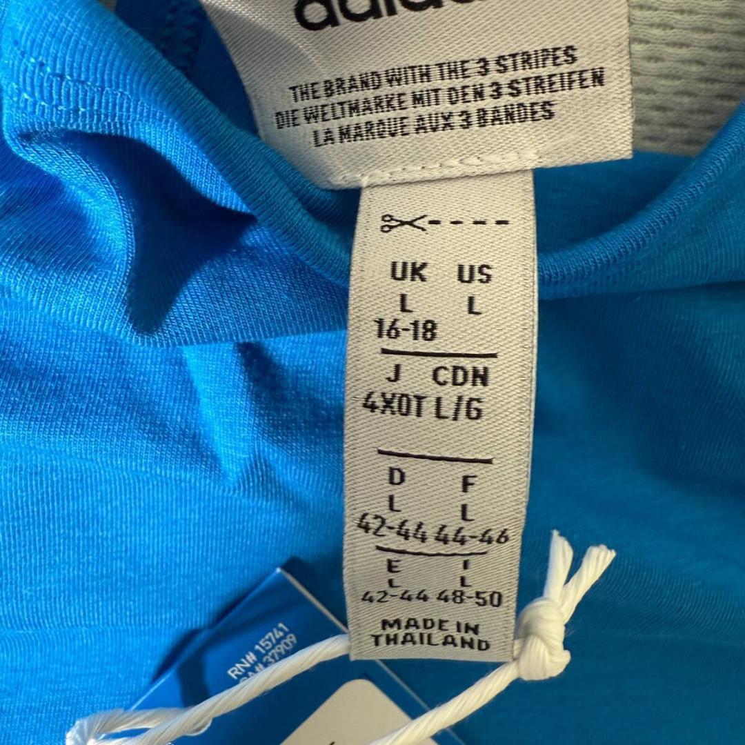 adidas ボディスーツ レオタード コットン Blue 海外L