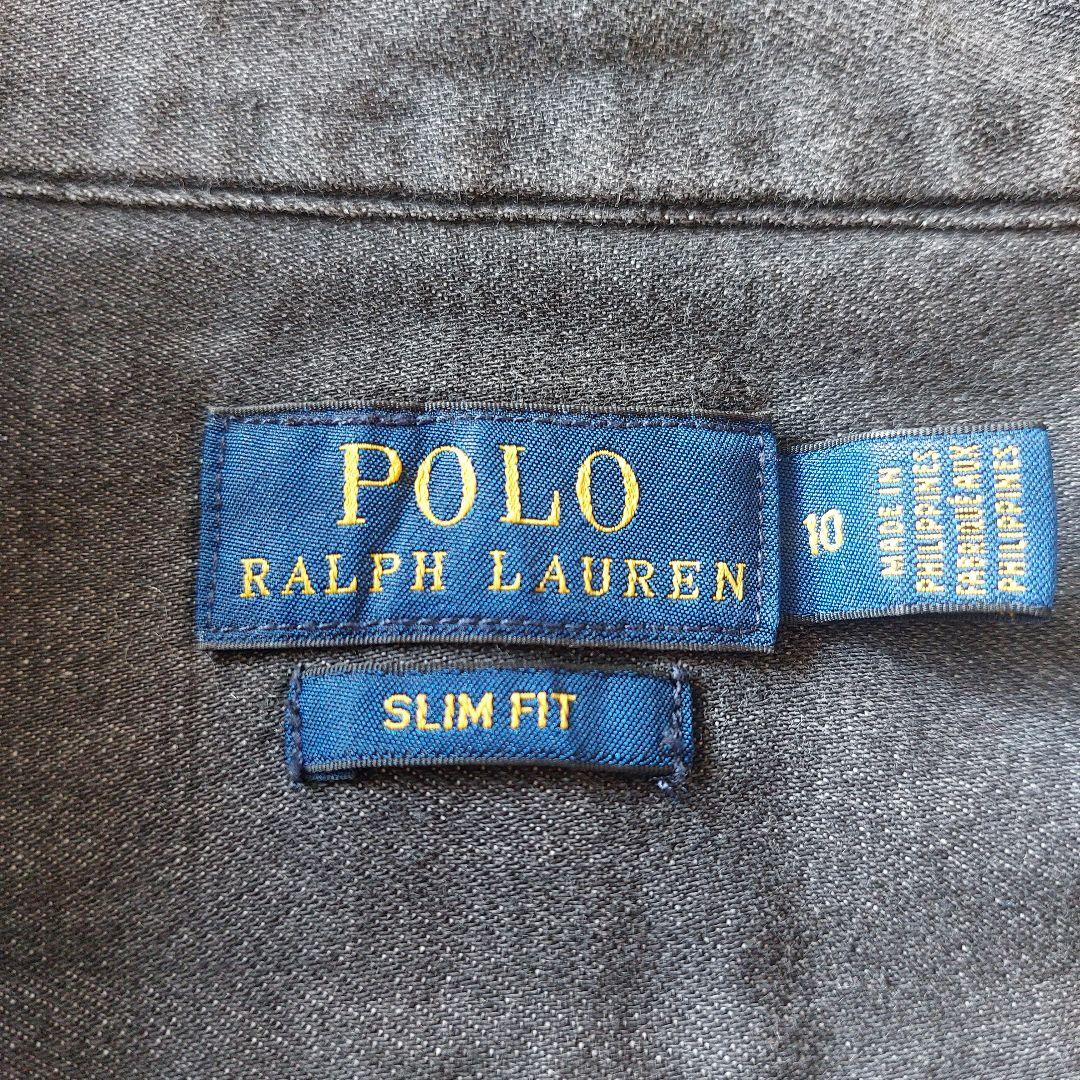 POLO RALPH LAUREN スリムフィット デニムシャツ ポニー刺繍 黒