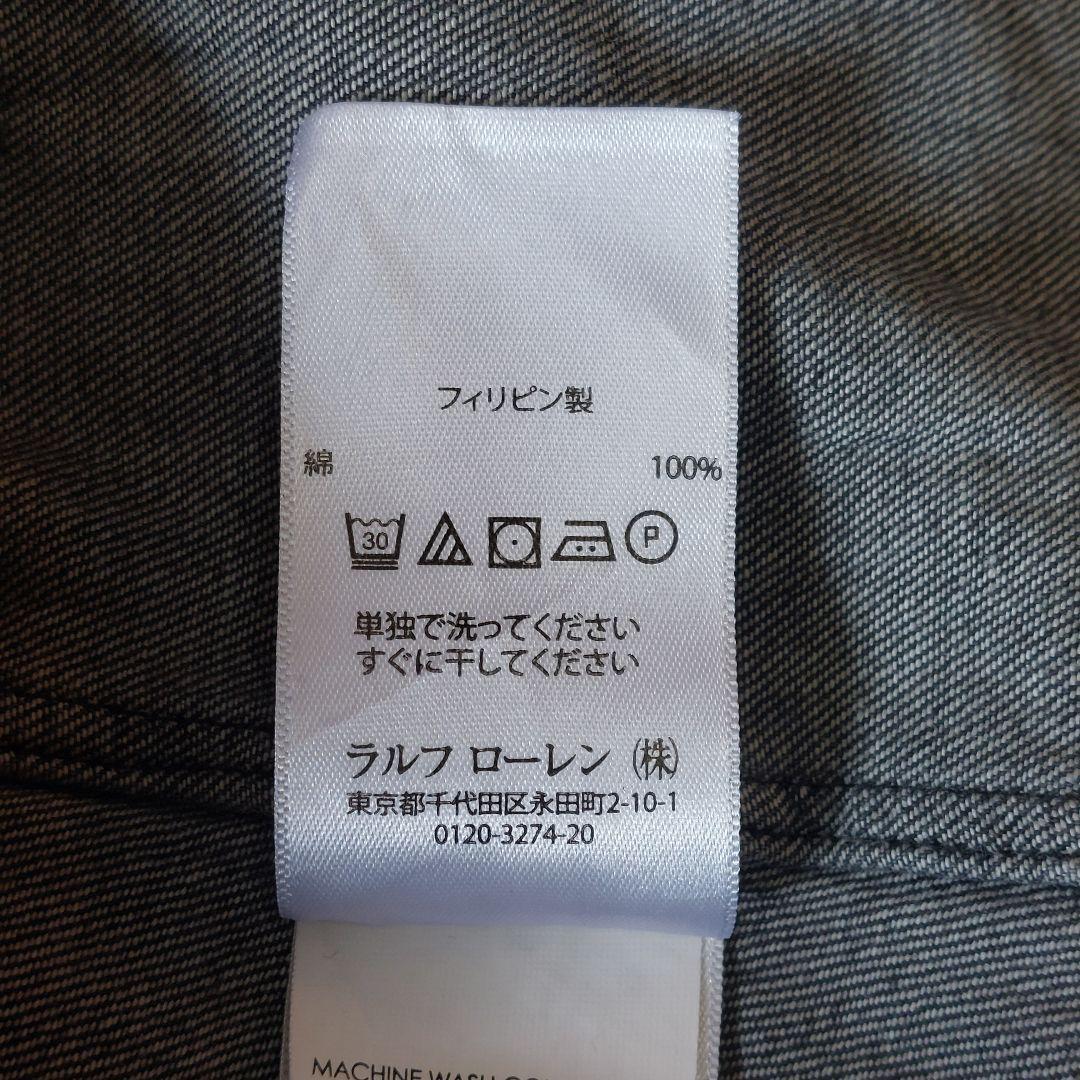 POLO RALPH LAUREN スリムフィット デニムシャツ ポニー刺繍 黒