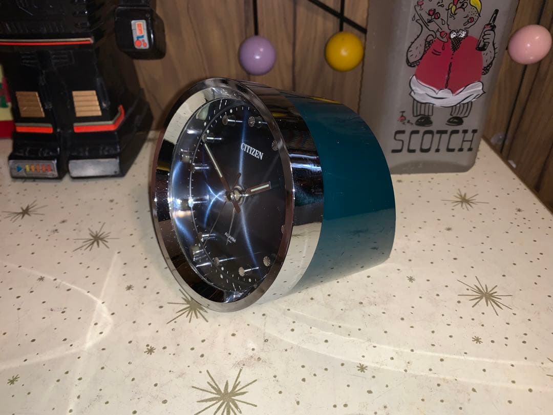 昭和レトロ　動作品　シチズン CITIZEN ゼンマイ　置時計　スペースエイジ