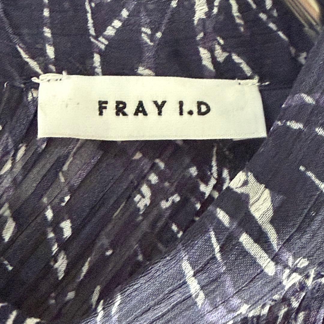 美品 FRAY I.D シフォンプリーツプリントワンピース ネイビー サイズ1