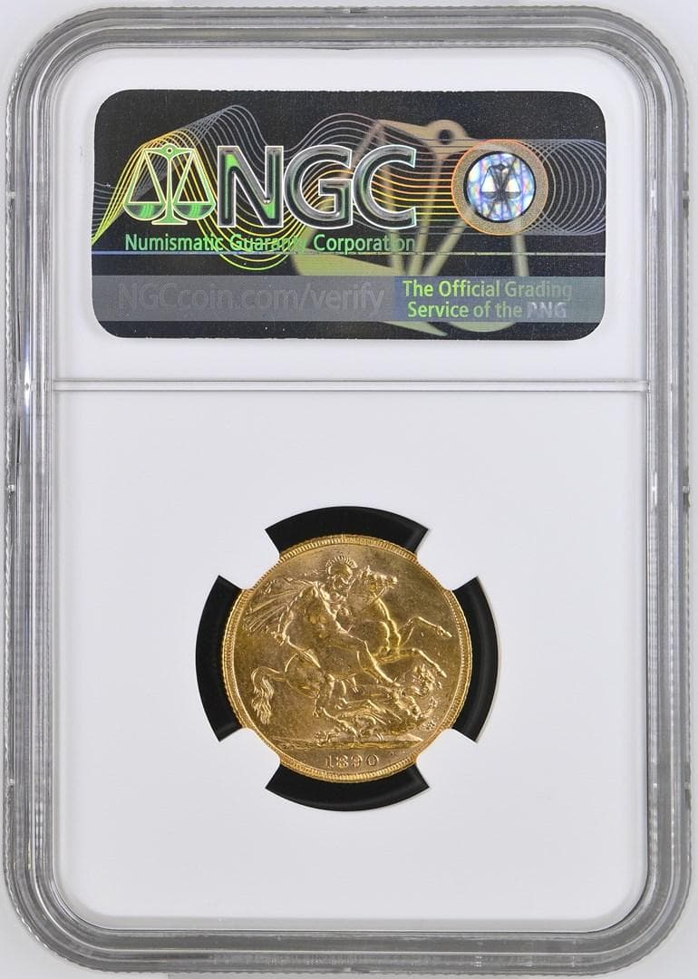 NGC鑑定 MS62／1890年 1ソブリン金貨 ヴィクトリア女王
