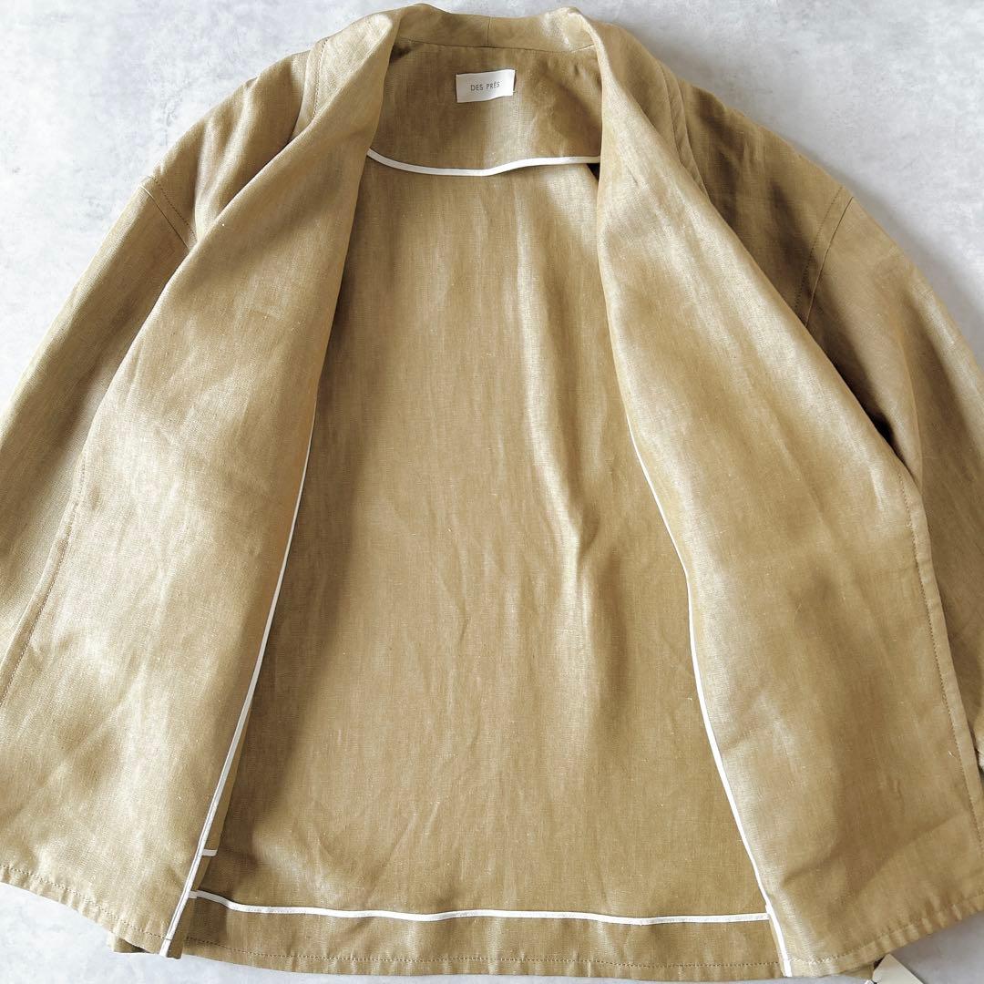未使用タグ付☆デプレ　リネン　オックスフォード ウィングカラーショートコート