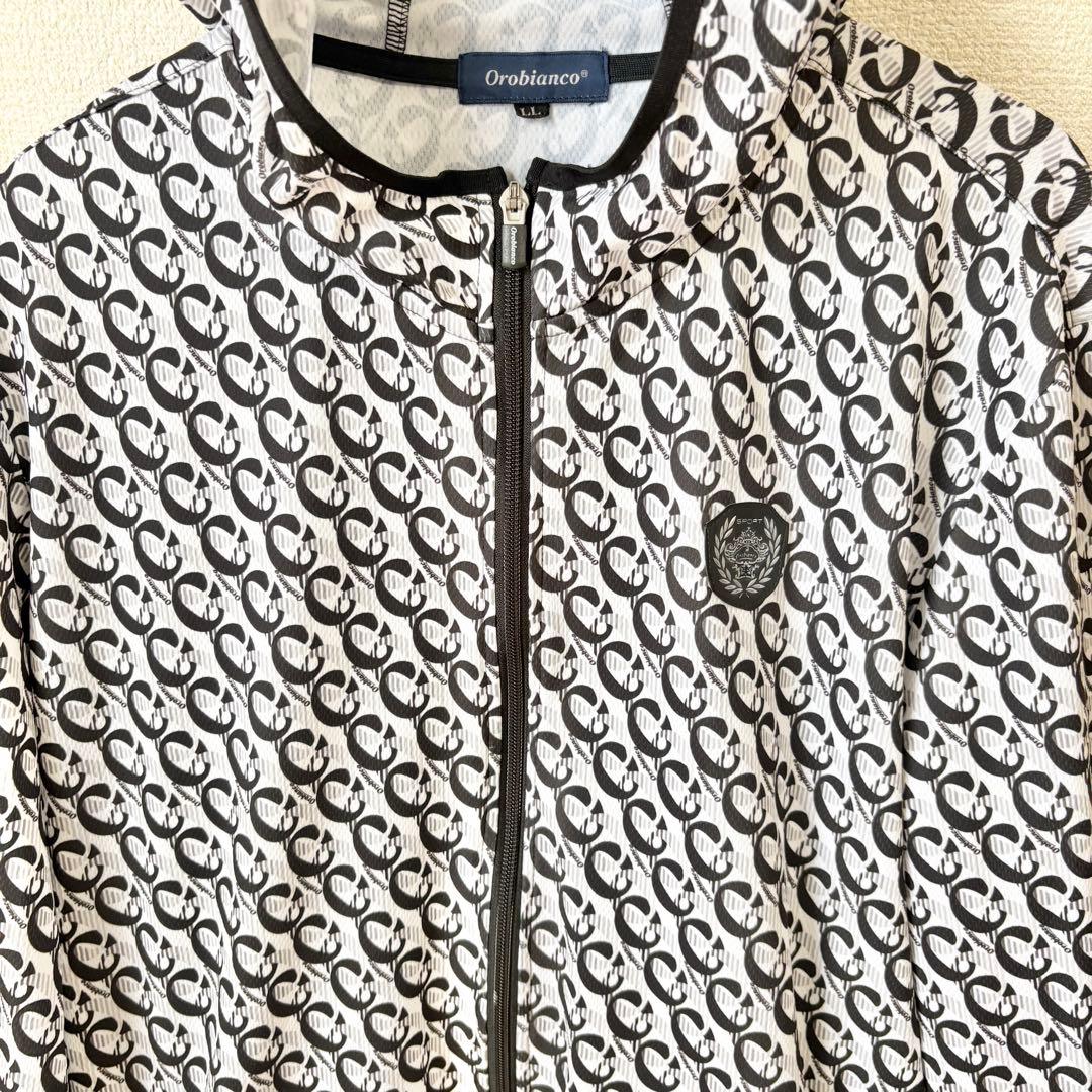 【極美品】Orobianco golfウーブンパーカー ホワイト×ブラック　LL