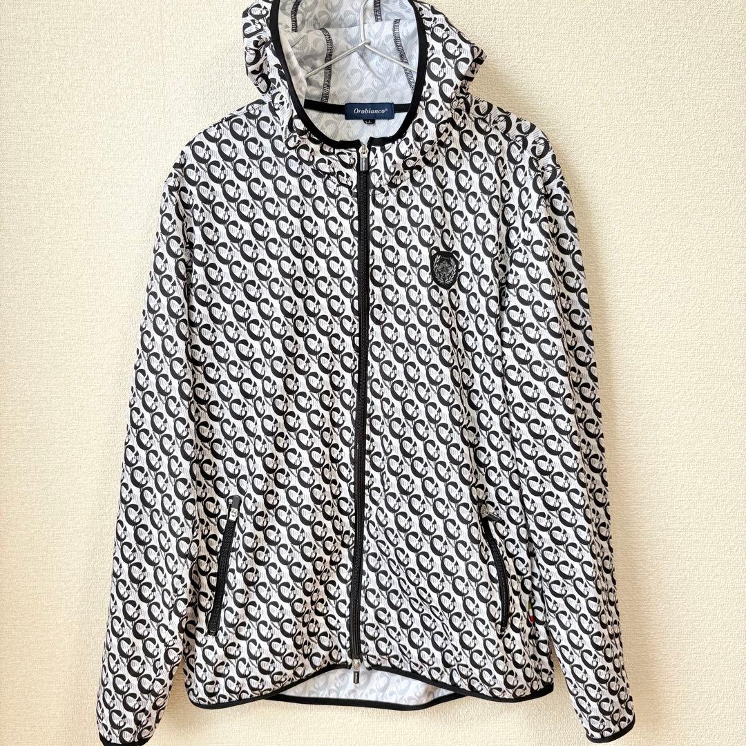 【極美品】Orobianco golfウーブンパーカー ホワイト×ブラック　LL