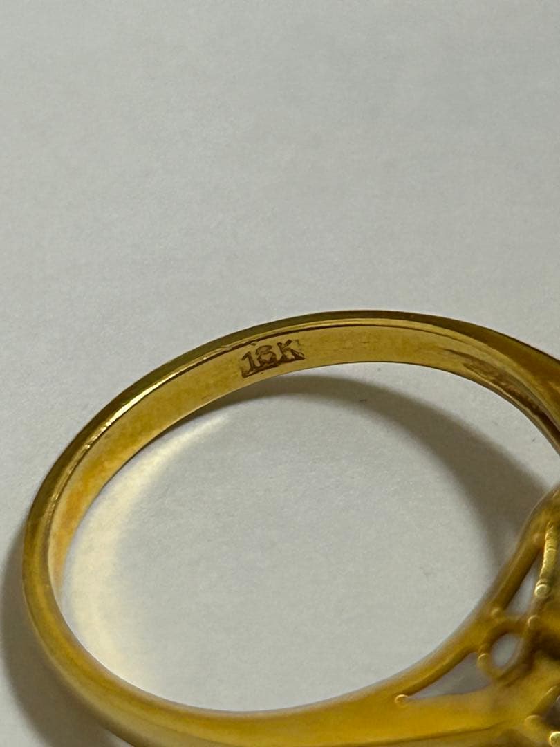 青緑色オーバルカットリング　18K