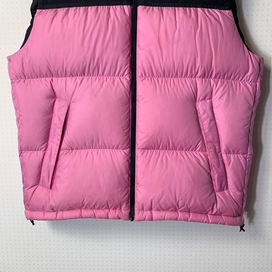 美品 ノースフェイス ノベルティヌプシベスト L オーキッドピンク 刺繍ロゴ