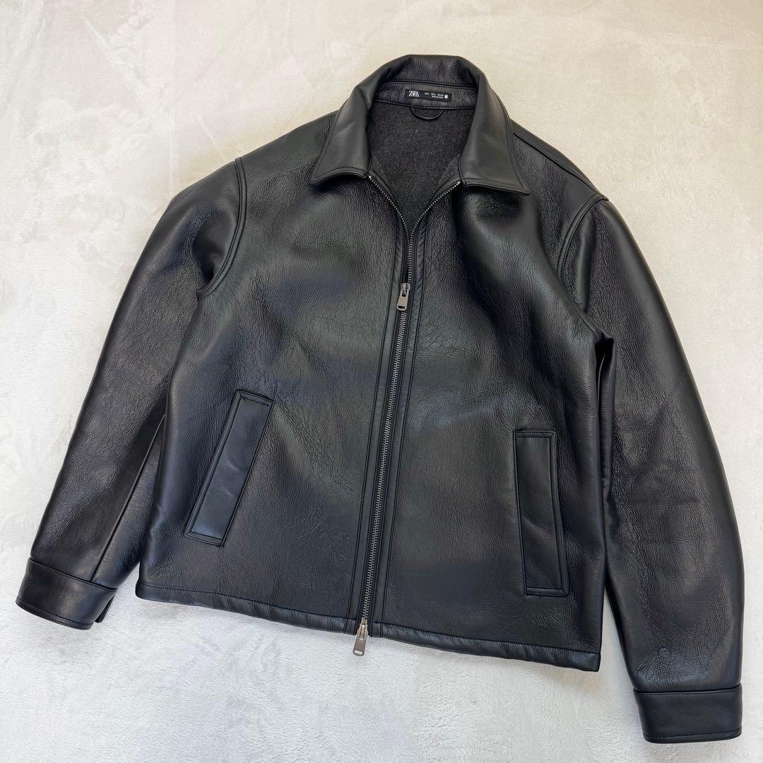 【美品】ZARA ザラ　レザージャケット　メンズ　L ブラック