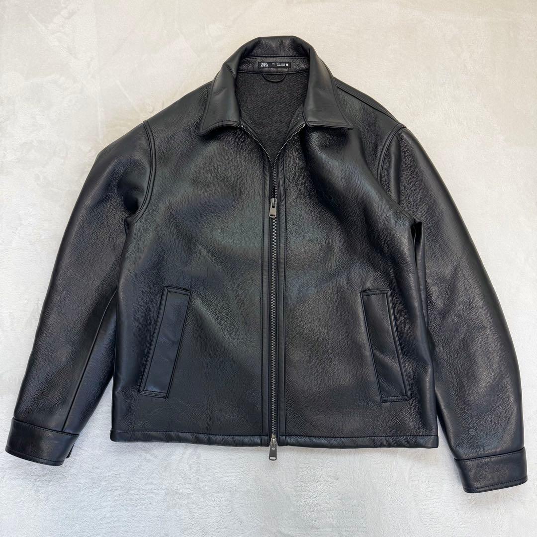 【美品】ZARA ザラ　レザージャケット　メンズ　L ブラック