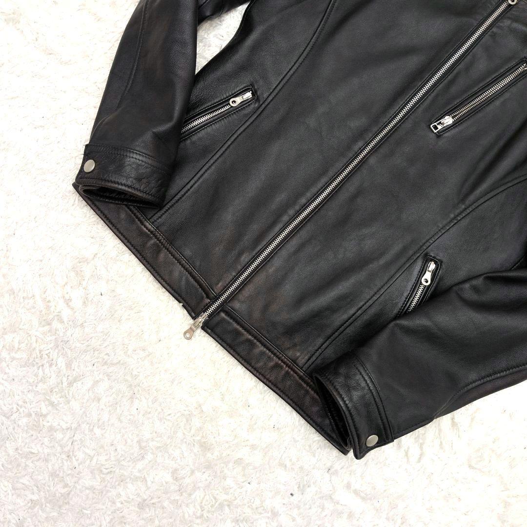 【極美品 L】マインドブロウ　ライダースジャケット　ラム　シングル　ブラック　黒