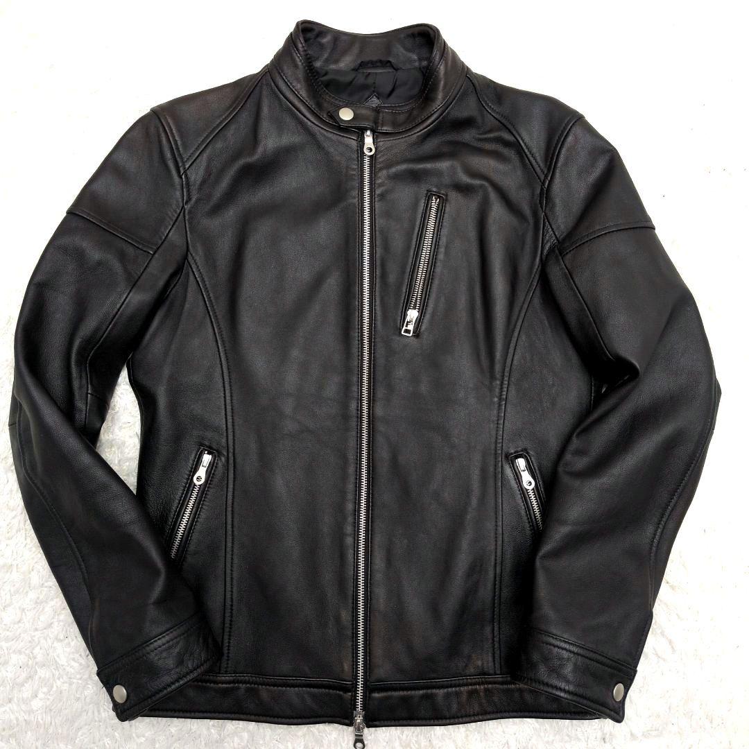 【極美品 L】マインドブロウ　ライダースジャケット　ラム　シングル　ブラック　黒