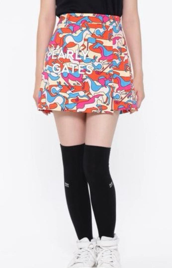 未使用　パーリーゲイツ　ポリエステルアートスカート ＜POP馬柄＞　1