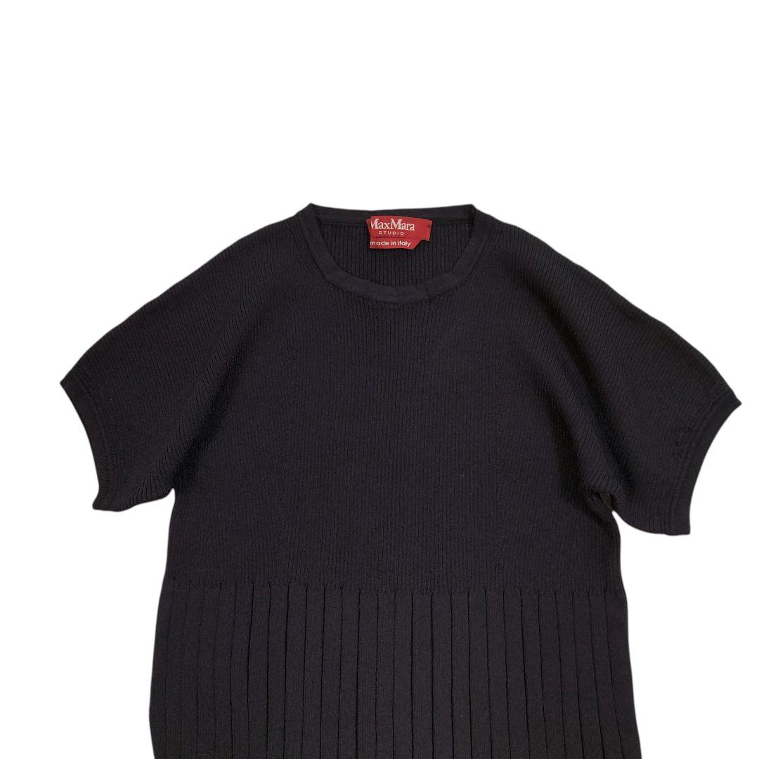極美品✦マックスマーラ　ニットワンピース　サマーニット　ロング　プリーツ　半袖