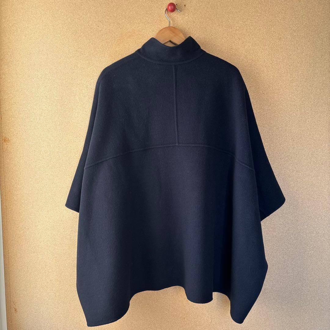 スローブイエナ スタンドカラーダブルフェイスポンチョ ネイビー 完売品