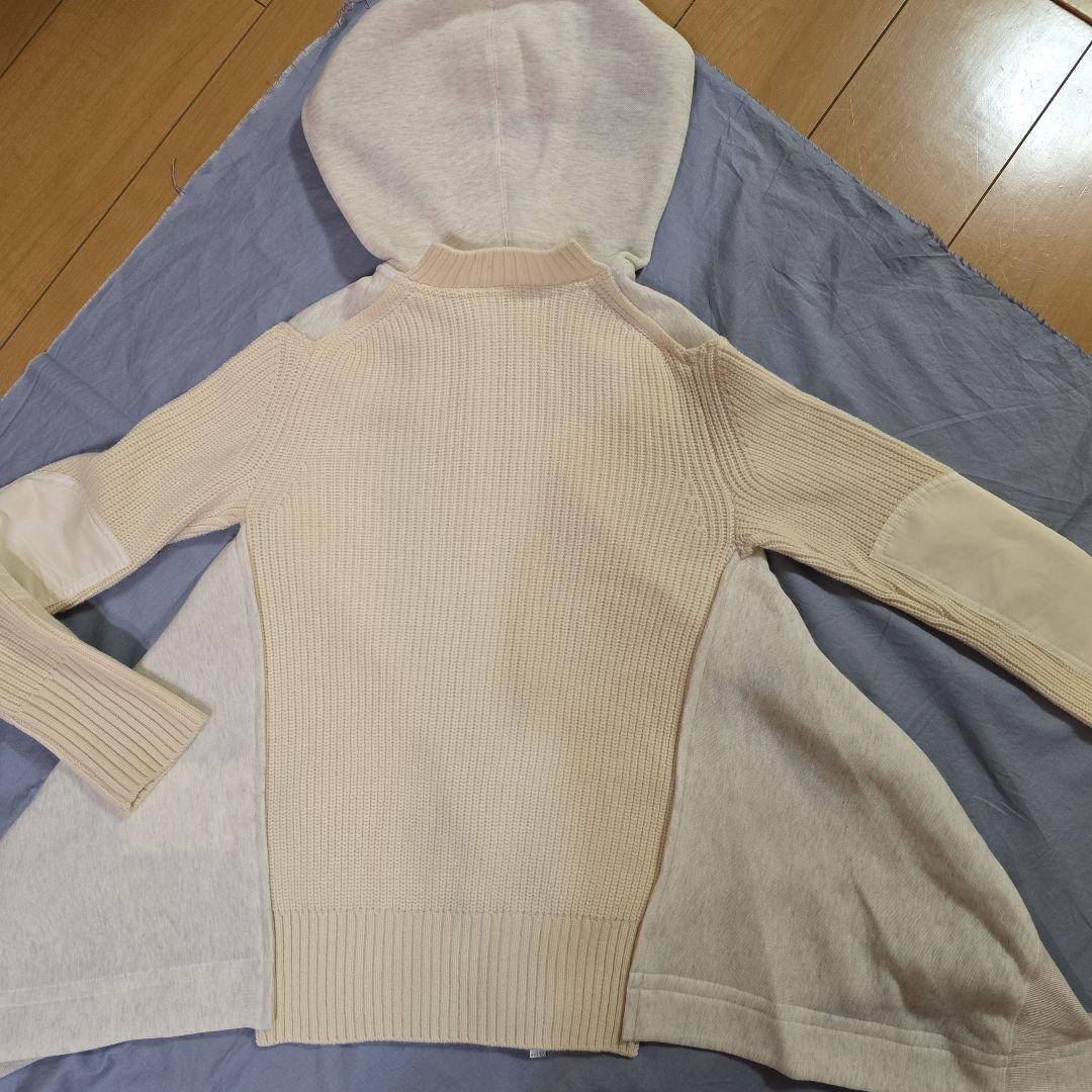 サカイsacai バックニットジッパー付きフード パーカー