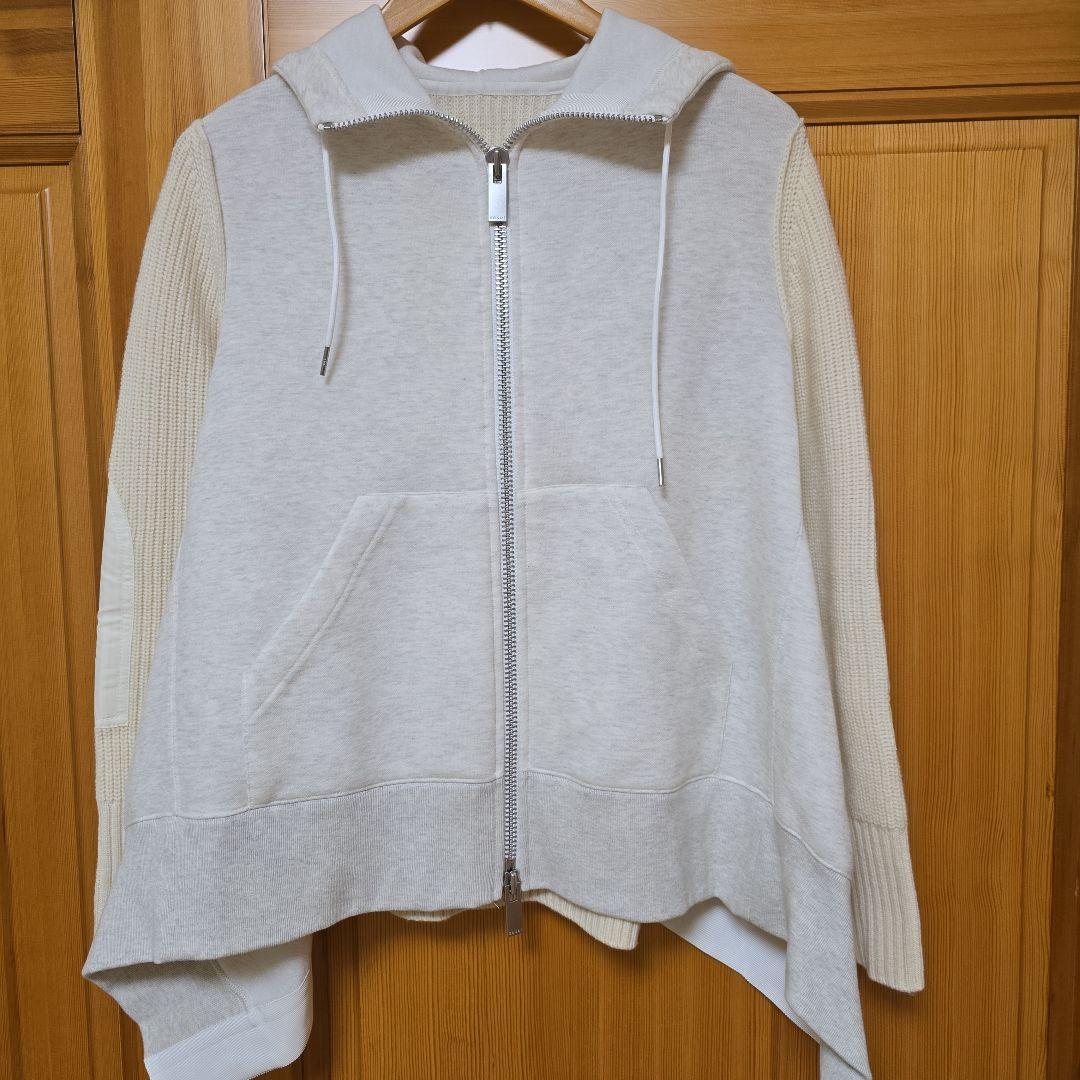 サカイsacai バックニットジッパー付きフード パーカー