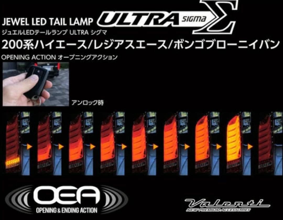ハイエース 200系　ジュエルレッドテールランプ　ヴァレンティ　未使用品