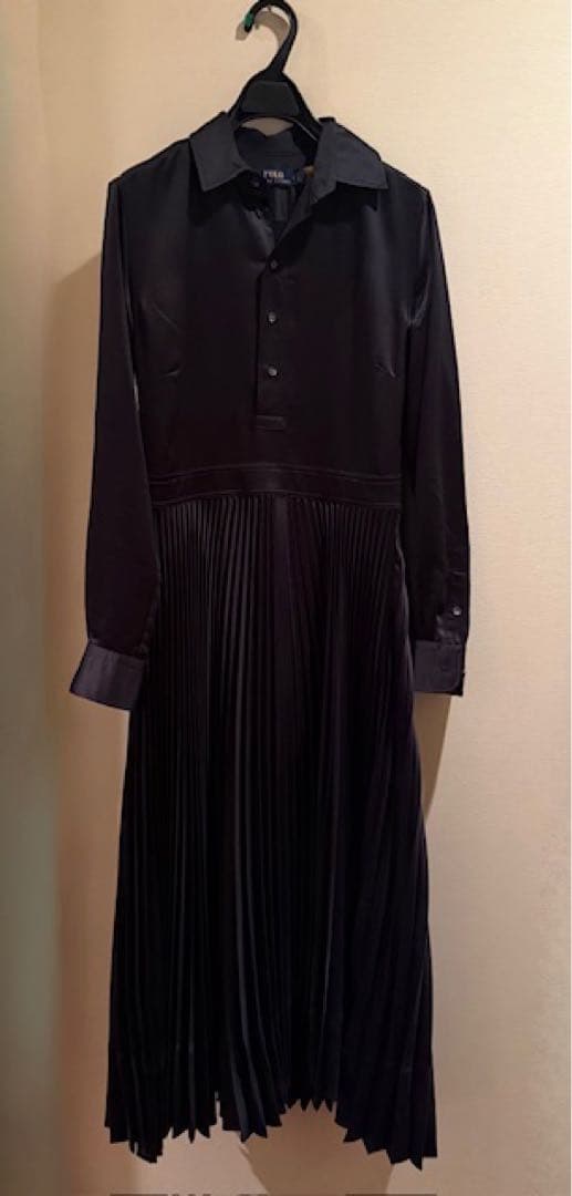 ラルフローレン　長袖プリーツ　ロングワンピース