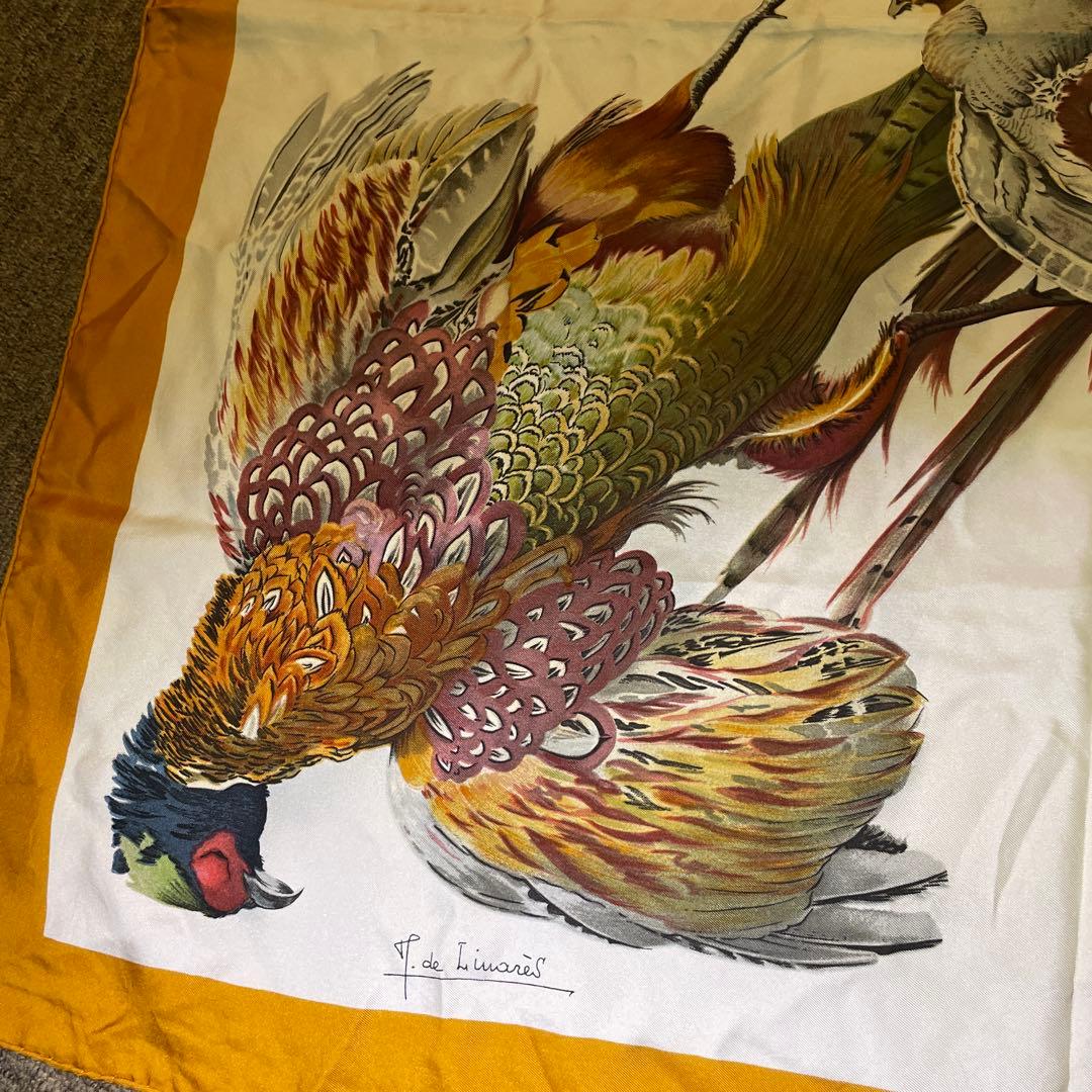 HERMES 鳥のイラスト スカーフ　ヴィンテージ品　希少