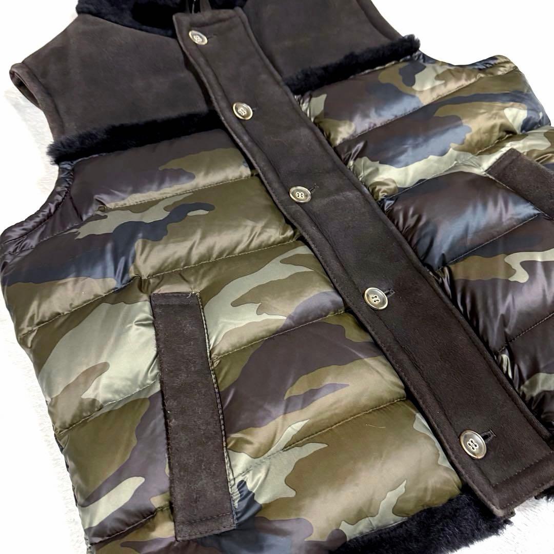 希少★定価15.9万★EMMETI エンメティ ムートン ダウンベスト カモフラ
