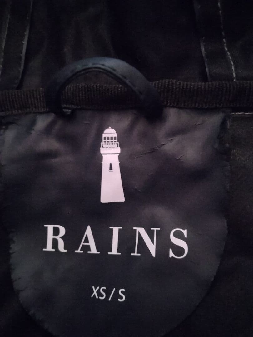 美品 RAINS レインズ ネイビー フード付きレインコート