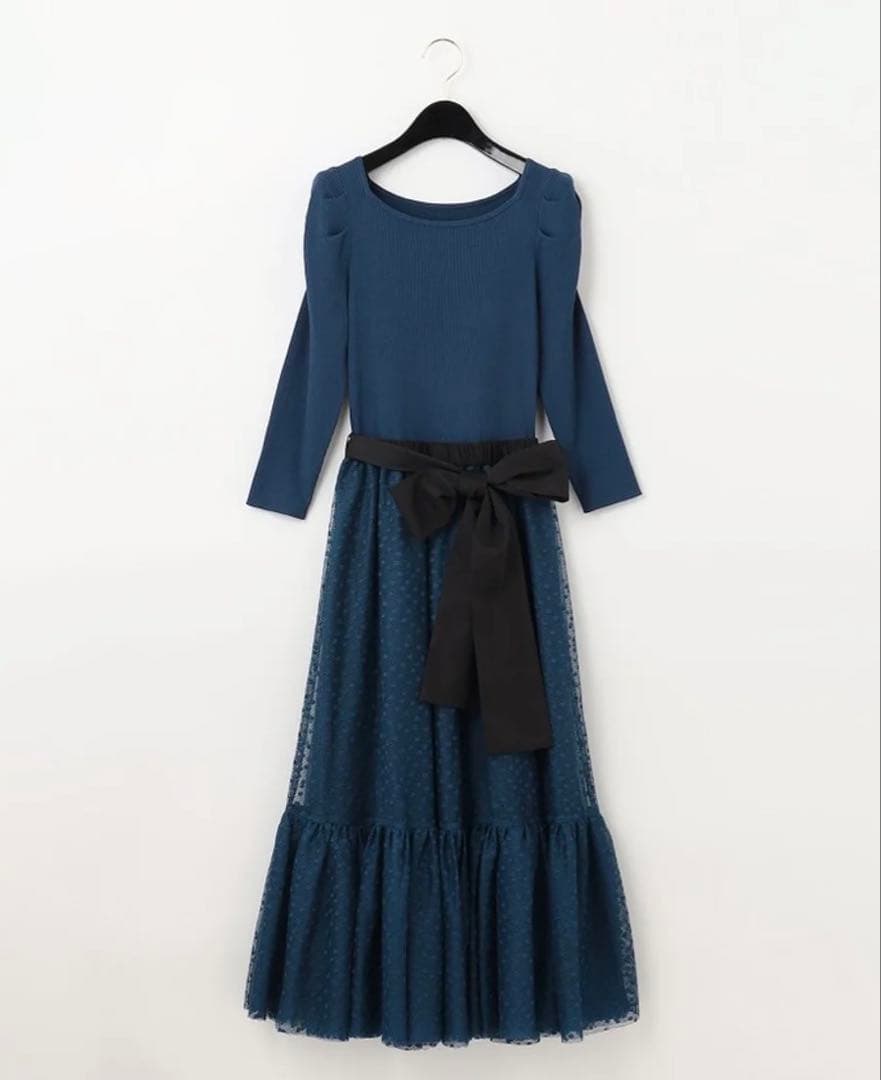 23AW♡グレースコンチネンタル チュールスカートニットワンピース 36 ドット