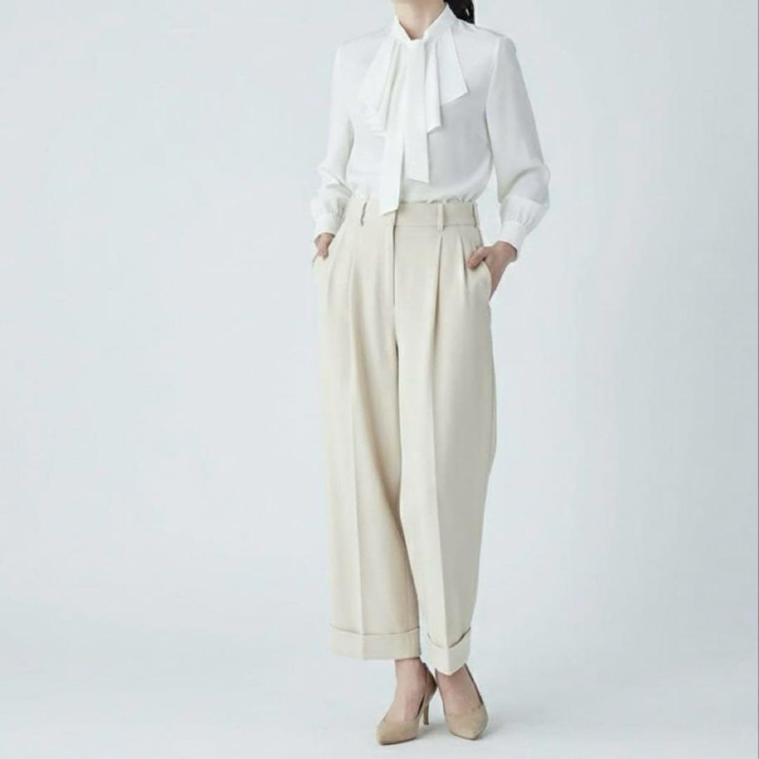 極美品　トゥモローランド Ballsey クリアデシンフリルボウタイブラウス長袖