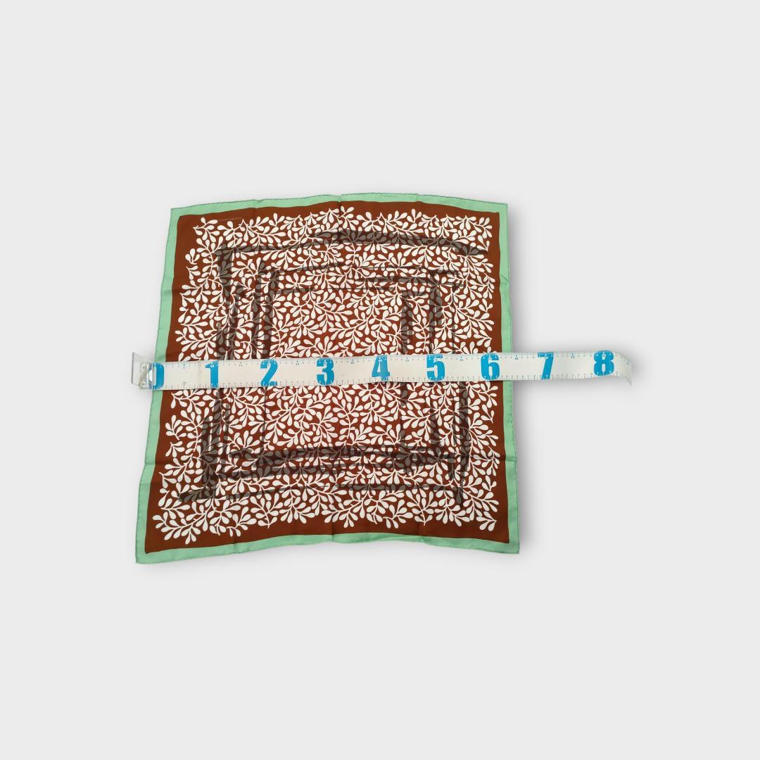 HERMES エルメス カレ スカーフ 葉柄　ブラウン　グリーン