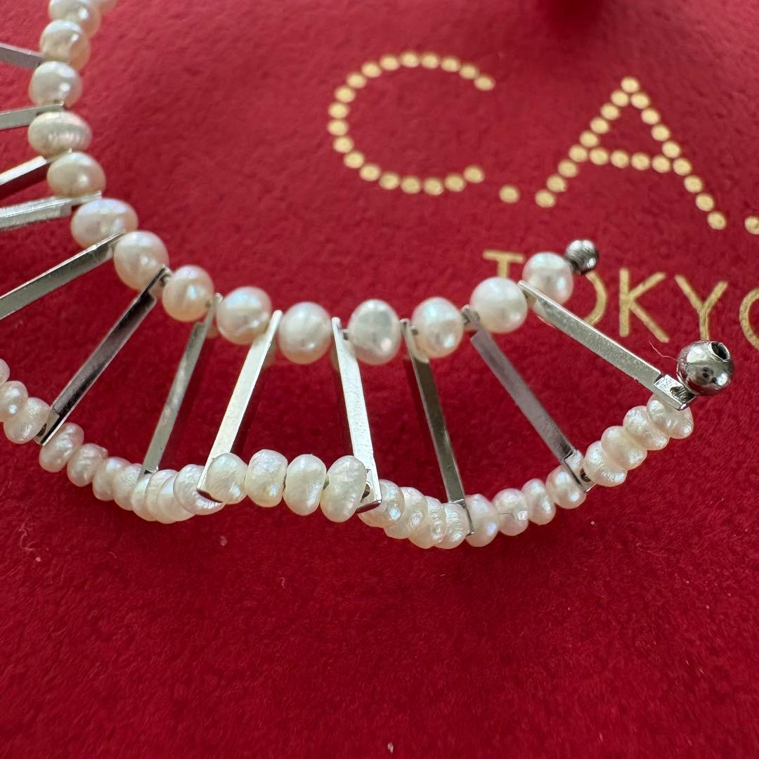 極美品★C.A.D. Tokyo フリルピアス　パール　シルバー