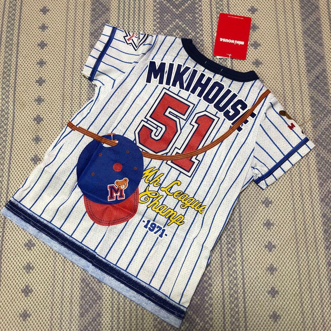メッシ ミキハウス プッチーくん 豪華 だまし絵Tシャツ 野球 80