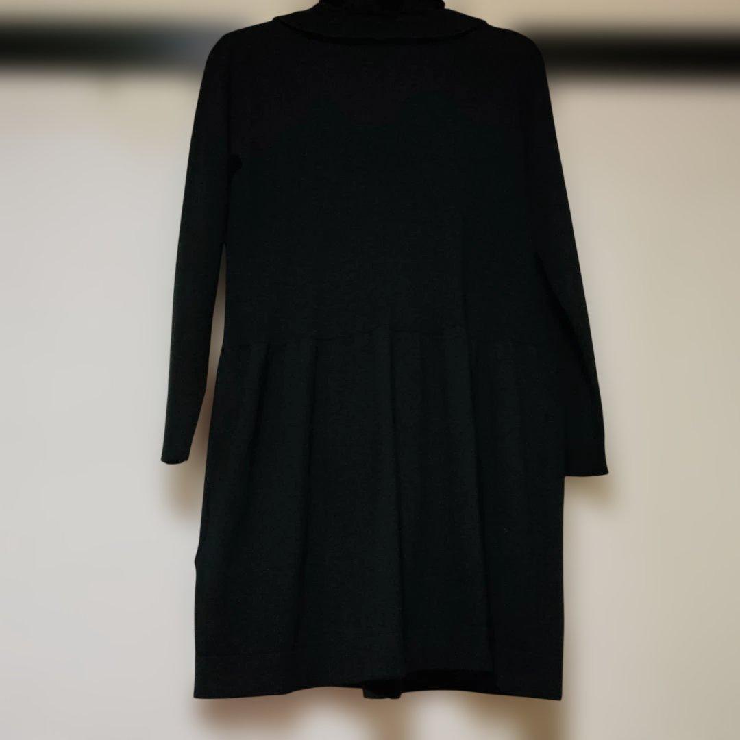 SuperBeauty取り外し可能なファー付き襟ニットロングカーディガン黒42