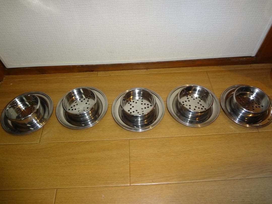 ビンテージ　５セット　USED　ユキワ ステンレス ドームカバーバターディッシュ