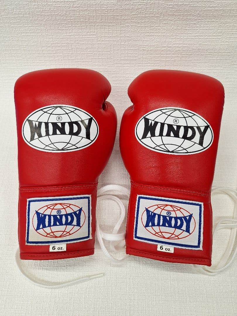 WINDY ボクシンググローブ 6 oz 赤 紐タイプ
