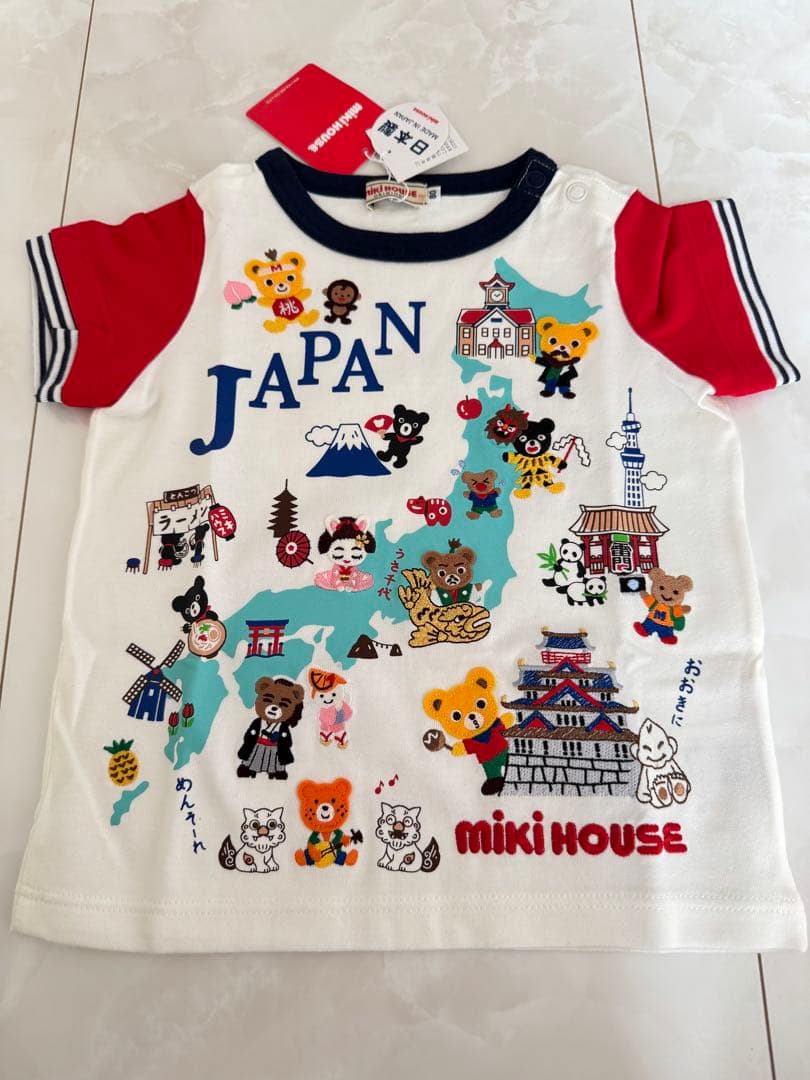 ミキハウス　新品プレミアムTシャツ　日本地図 日本製　80 限定