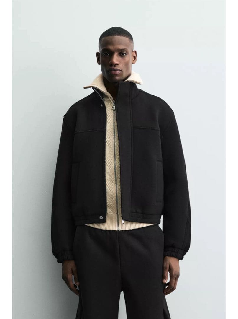 [完売商品]ZARA ネオプレン風ボクシーフィットジャケット Sサイズ