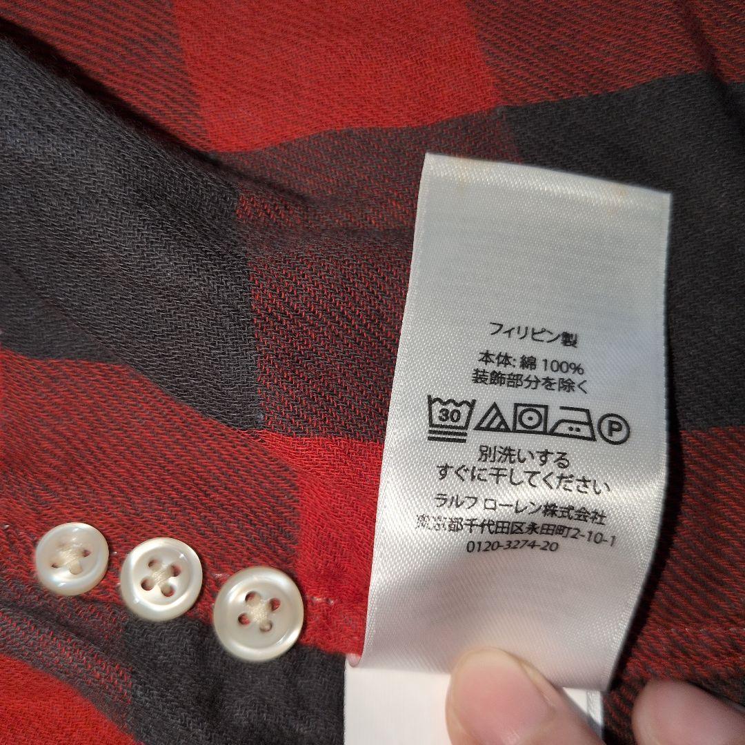 ラルフローレン　ボタンダウンシャツ 裏地チェック　ダブルフェイス　ガーゼ