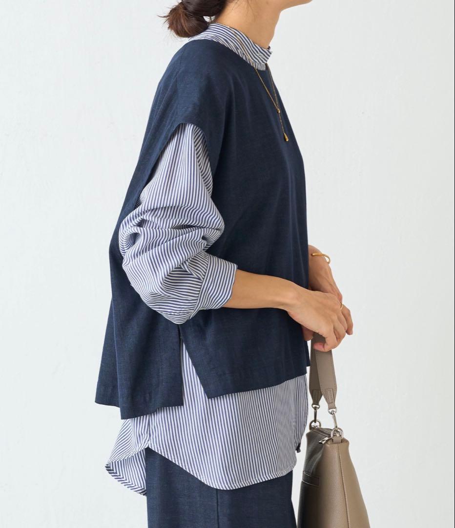 【美品】BEARDSLEY ショートベスト　インディゴブルー　デニム素材ジレ