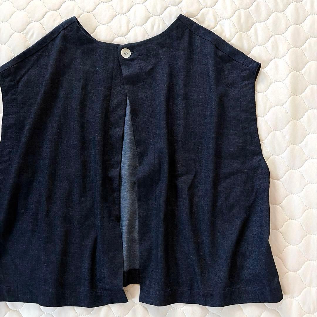 【美品】BEARDSLEY ショートベスト　インディゴブルー　デニム素材ジレ