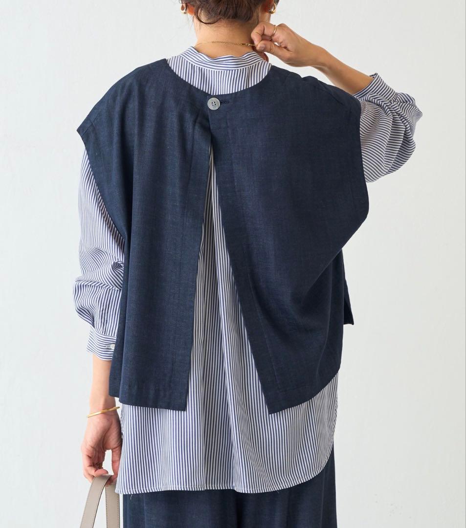 【美品】BEARDSLEY ショートベスト　インディゴブルー　デニム素材ジレ