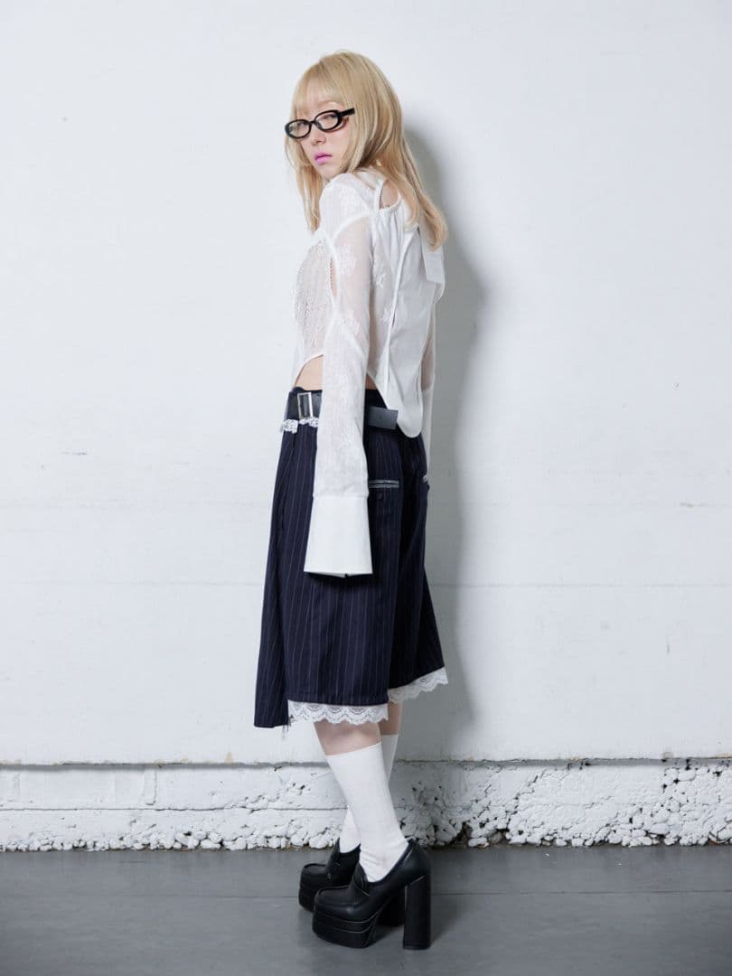 トップス neith.Lace Tied Shirts(White)