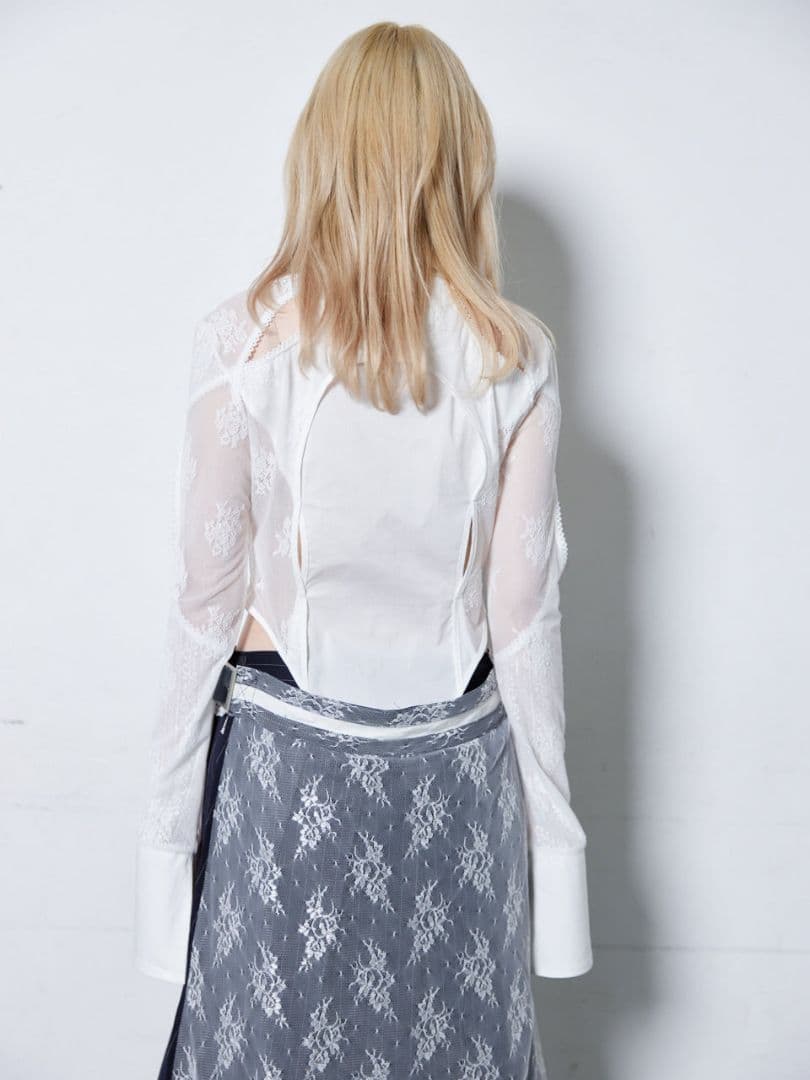 トップス neith.Lace Tied Shirts(White)