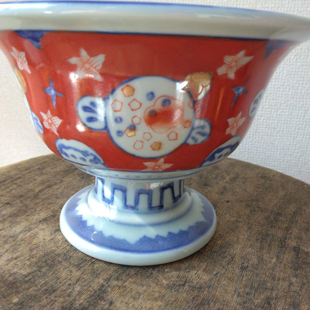 古伊万里 色絵 盃洗 色絵 高杯 花器 鉢 アンティーク 骨董品 飾り鉢