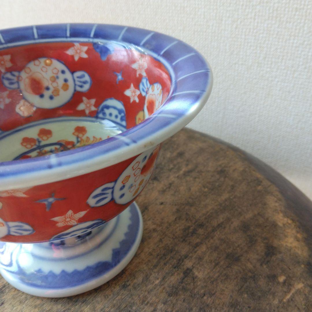 古伊万里 色絵 盃洗 色絵 高杯 花器 鉢 アンティーク 骨董品 飾り鉢