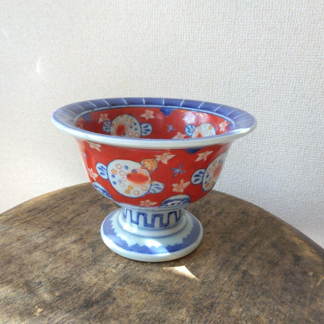 古伊万里 色絵 盃洗 色絵 高杯 花器 鉢 アンティーク 骨董品 飾り鉢