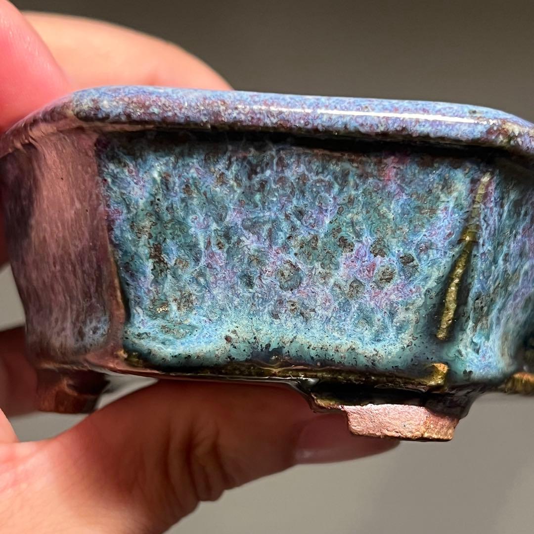 824.秋直 紫均釉六角 盆栽鉢 植木鉢 10.2*9.1*4cm