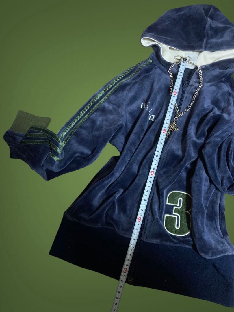 レアadidas3本線ベロア刺繍パーカy2k平成ギャルフェアリーグランジロック