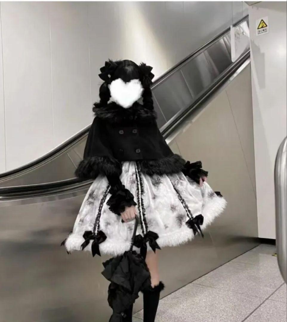 ゴスロリ ワンピース ケープ付き