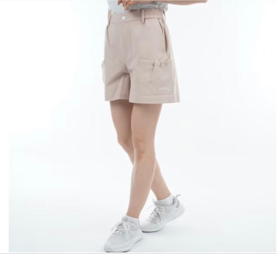 新品PING 二重織ショートパンツ ベージュピンク