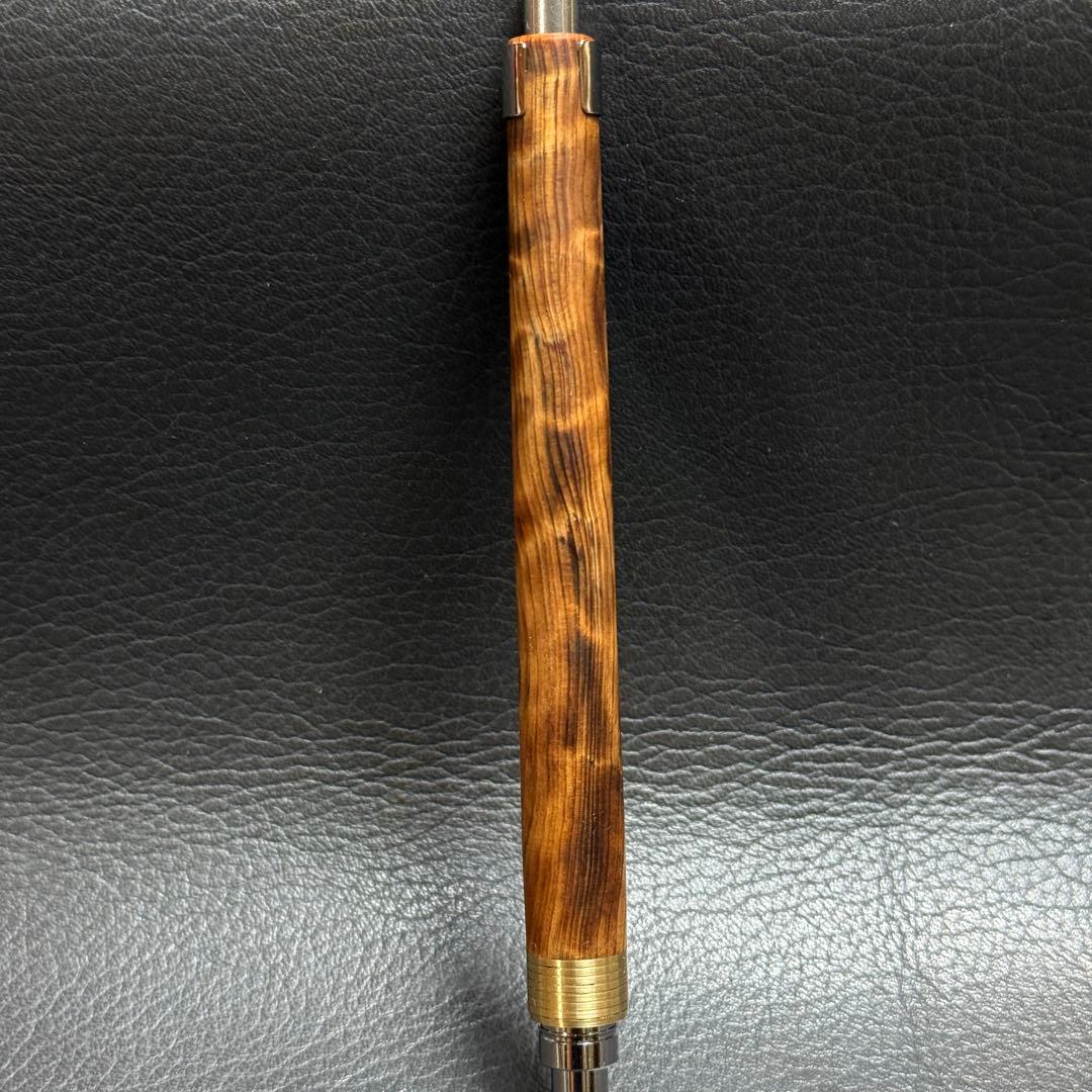 233屋久杉油木トラ杢　超低重心溝つき　真鍮